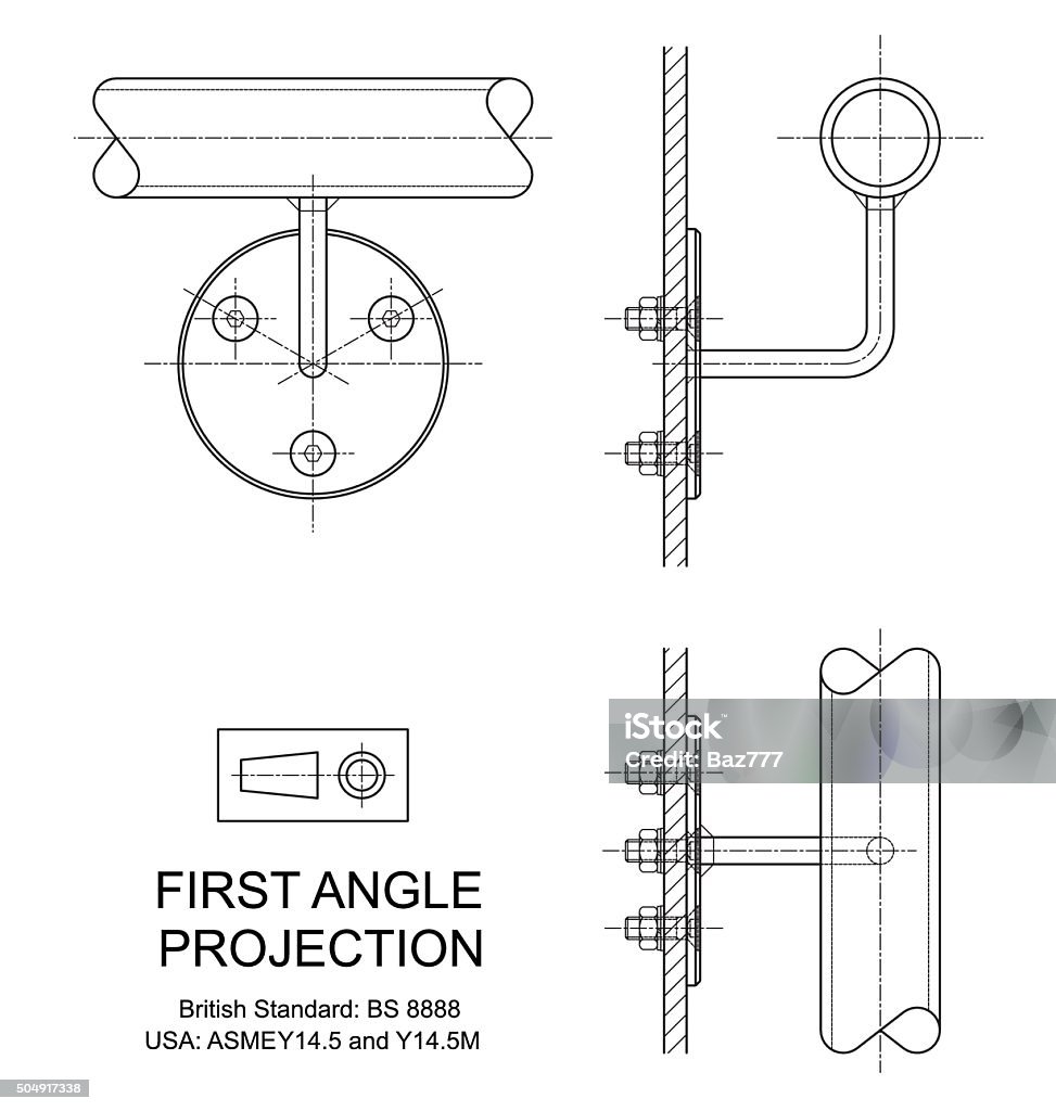 First Angle Orthographic Projection Stock Illustration - Download Image Now  - Angle, Art Product, Black And White - iStock