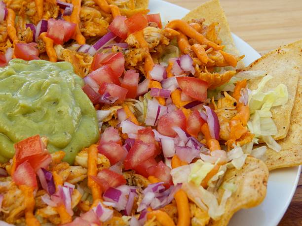 istock Plate of nachos with melted cheese sauce 504928070