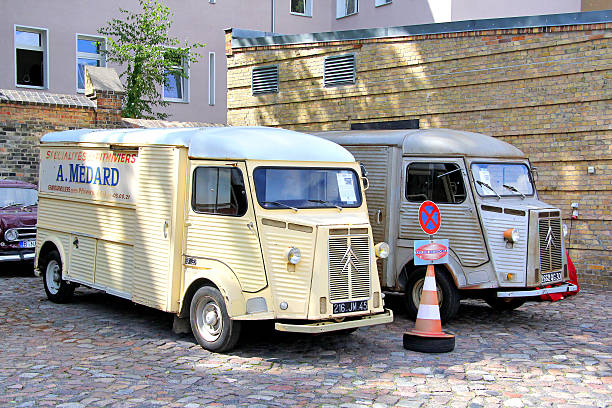 Citroen HY Berlin, Germany - August 12, 2014: French classic vans Citroen HY are presented in the museum of vintage cars Classic Remise. citroen hy stock pictures, royalty-free photos & images