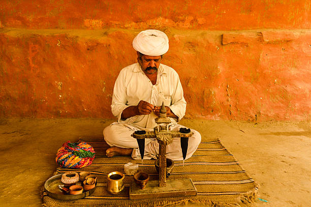 Man Preparing Opium, Salawas Village, India Salawas Village, India opium poppy photos stock pictures, royalty-free photos & images
