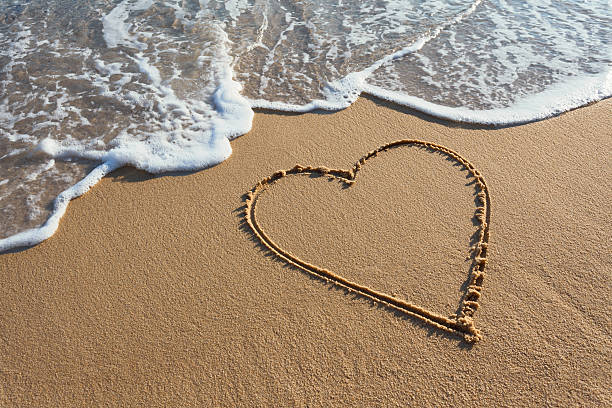 istock Beautiful heart handwritten in the beach sands 504930700