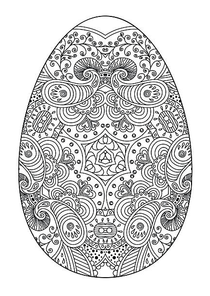 Black and white decorative Easter egg. Black and white decorative Easter egg. Vector illustration. easter egg coloring stock illustrations