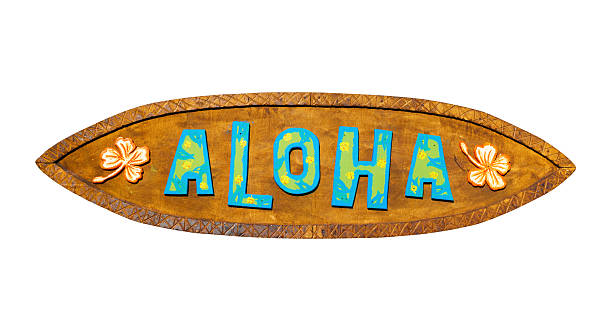 Aloha wooden sign. Path included. stock photo