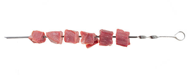 istock Pieces of raw meat on a skewer 504933590