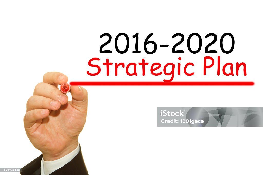 strategic plan Businessman hand writing 2016-2020 strategic plan isolated on white 2016 Stock Photo