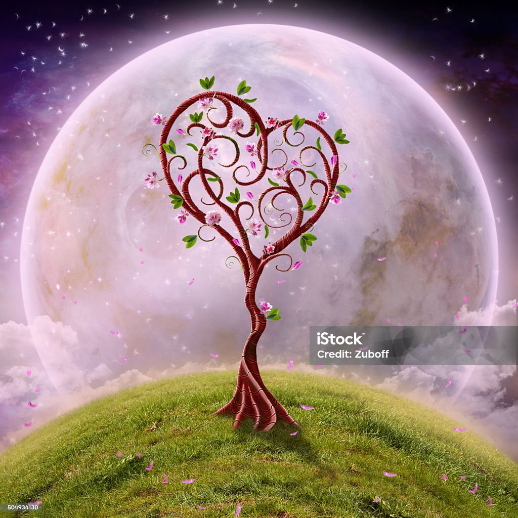 Love Tree Stock Photo - Download Image Now - Heart Shape, Moon ...