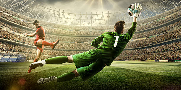piłka nożna gry moment z goalkeeper - penalty soccer penalty shoot out goalie zdjęcia i obrazy z banku zdjęć
