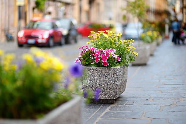 istock Flower stand in a small italian town 504981764