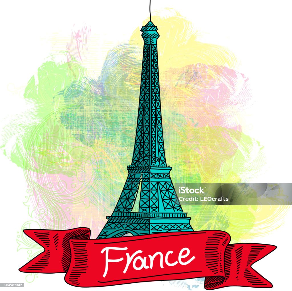 Eiffel Tower, France, Drawing Line drawing of Eiffel Tower, France. Elements are grouped.contains eps10 and high resolution jpeg. Ancient stock vector