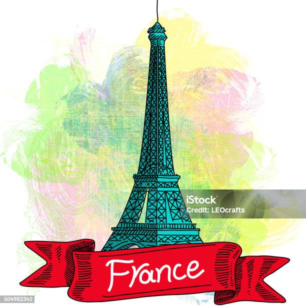 Eiffel Tower France Drawing Stock Illustration - Download Image Now - Ancient, Brush Stroke, Clip Art