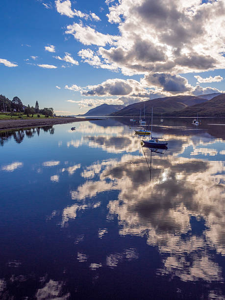 Evening reflections on Loch Linnhe, Fort William, Scotland, UK Evening reflections on Loch Linnhe, Fort William, Scotland, UK fort william stock pictures, royalty-free photos & images