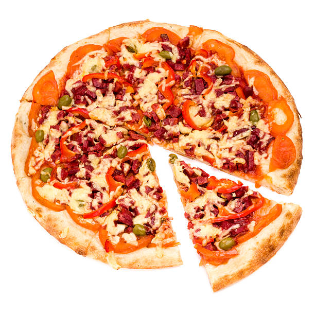 istock Pizza with cheese and ham isolated on white 504984508