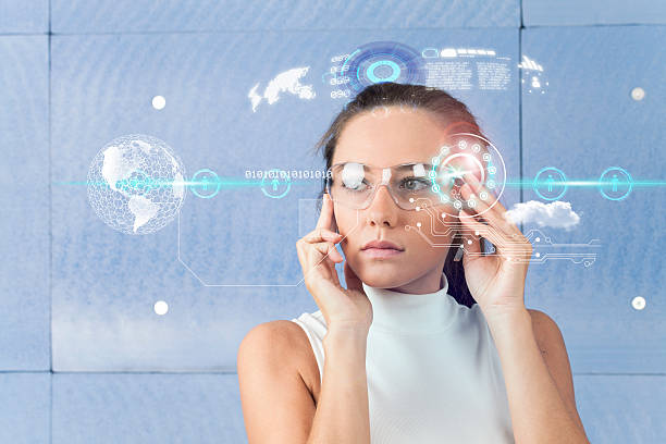 istock Woman with smart glasses 504985302