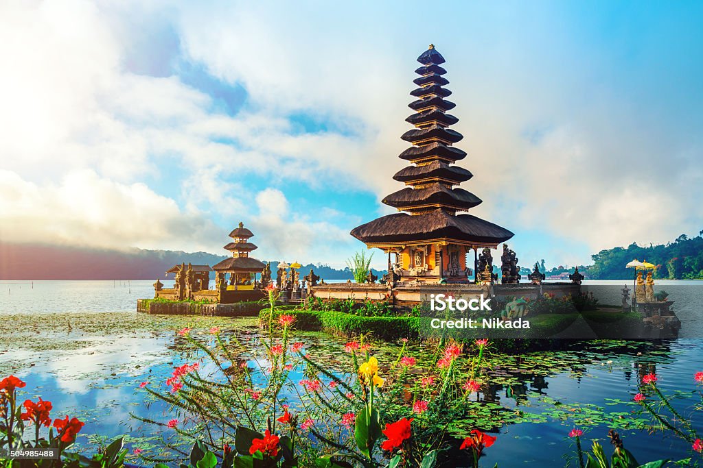 Bali Water Temple - Pura Ulun Danu Pura Ulun Danu Temple on lake Brataan Bali Stock Photo
