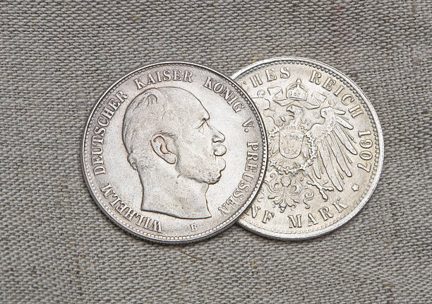 istock Old silver coins of German reich 504988310