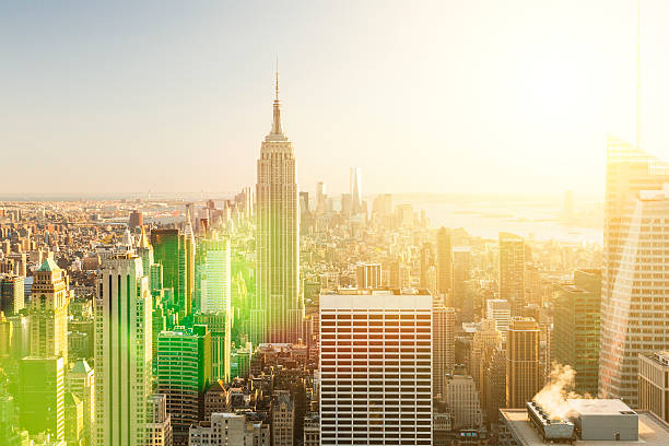 Skyline of New York with the Empire State Building stock photo