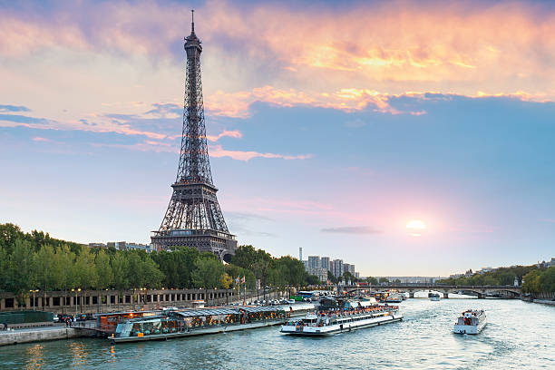 Eiffel Tower and the Seine River, Paris stock photo