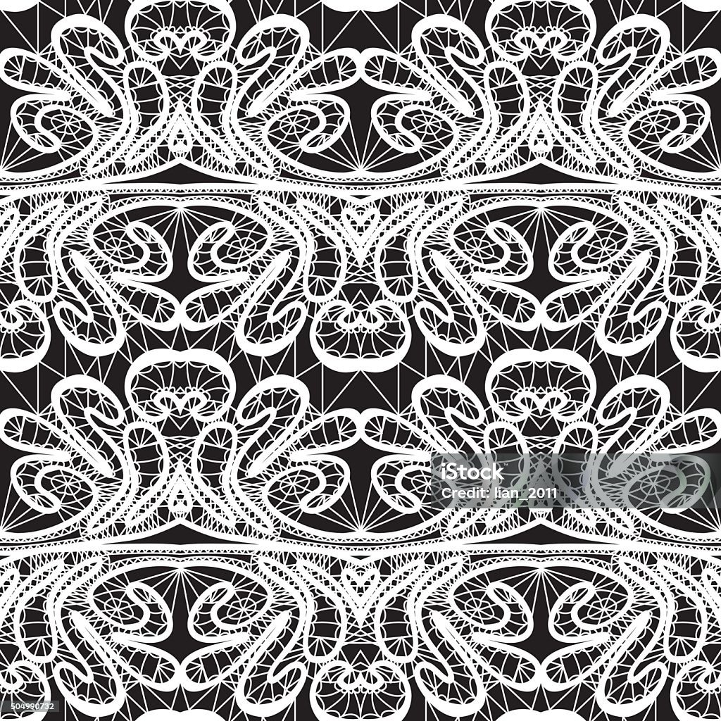 Seamless pattern, floral lace ornament, white and black background. Seamless pattern - floral lace ornament - white and black background. Abstract stock vector