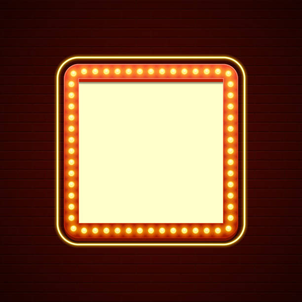 istock Retro Showtime Sign Design. Cinema Signage Light Bulbs Frame and 504990946