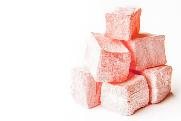 istock Pink Turkish delight on the white background 504991476