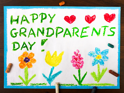 Colorful drawing: grandparents day card