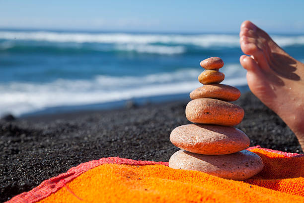 istock Balanced stone pile at Lanzarote 504993678