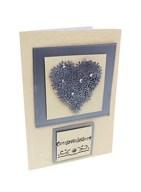 istock Image of greetings card with congratulations, silver heart, flowers, frame 504993720
