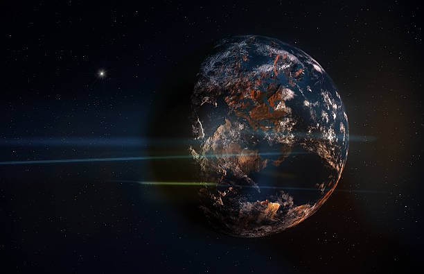 istock Planet in Space with Stars and Anamorphic Flares 504996296