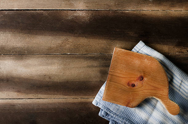 istock Handmade vintage cutting board with space for text , copy space. 504997018