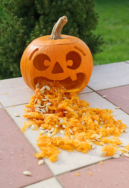 Funny pumpkin lantern A pumpkin lantern with funny face vomit throwing up pumpkin stock pictures, royalty-free photos & images