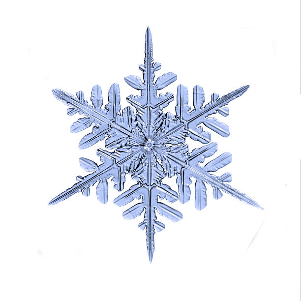 istock Natural snowflake detail macro closeup isolated on white background 505019150