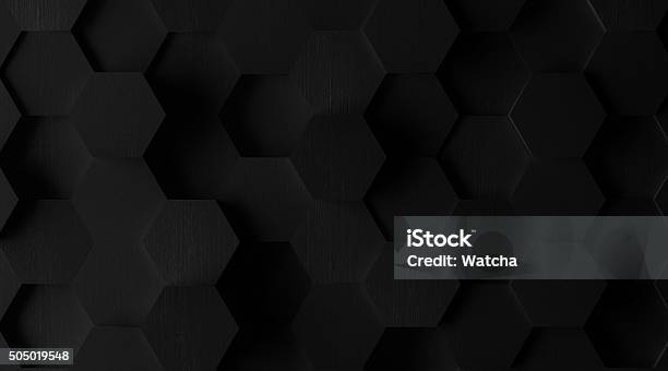 Extra Dark Hexagonal Tile Background Stock Photo - Download Image Now - Black Color, Hexagon, Backgrounds