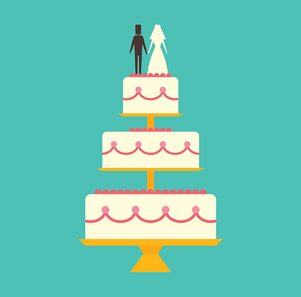 Wedding cake Isolated on background vector illustration Wedding cake Isolated on background. Wedding cake vector illustration. Vactor cake cute style isolated. Wedding couple on top cake wedding cake stock illustrations