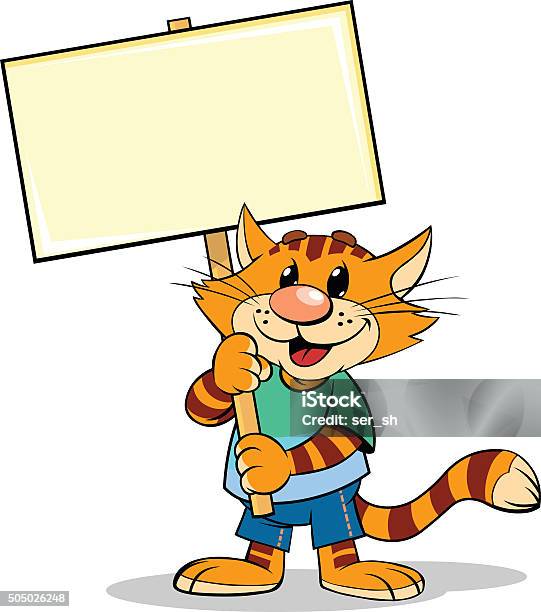 Cat With Nameplate Stock Illustration - Download Image Now - Advice, Animal, Animal Body Part