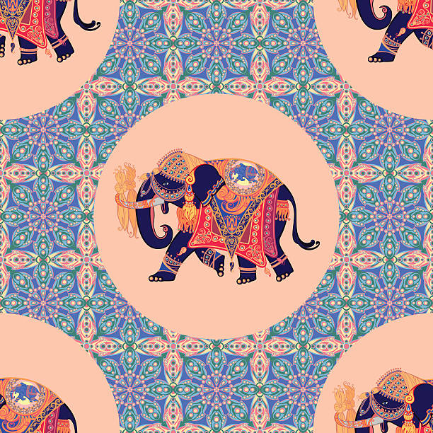 Indian elephant. Seamless pattern Indian elephant. Seamless pattern indian elephant stock illustrations