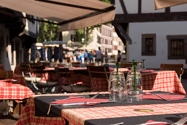 istock Dining table at a European cafe 505027846