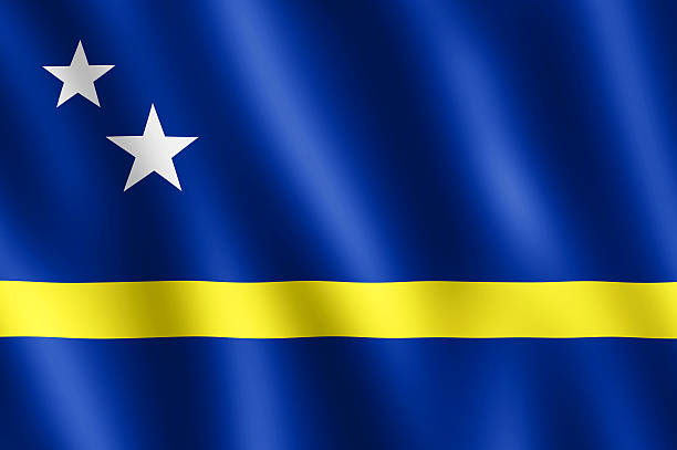 Flag of Curacao waving in the wind stock photo