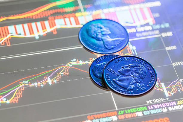 istock coin in the stock data graph 505029854