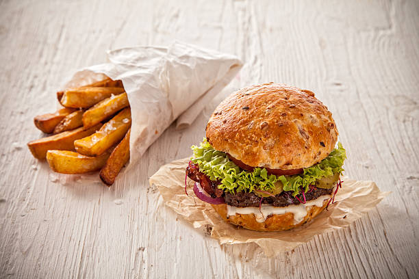 istock Home made hamburger with lettuce and cheese 505030840