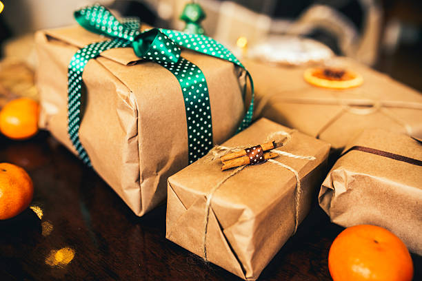 istock gifts lie on wooden table 505031068