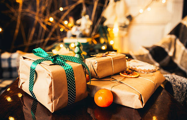 istock gifts lie on wooden table 505031110