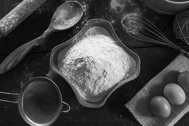istock Wheat flour in a ceramic dish and chicken eggs 505031234