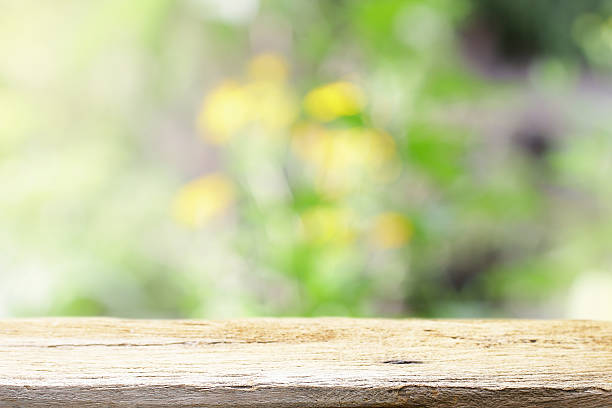 istock Outdoor Wooden table view 505032738