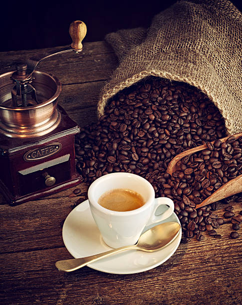 istock Espresso coffee with old coffee grinder 505033238