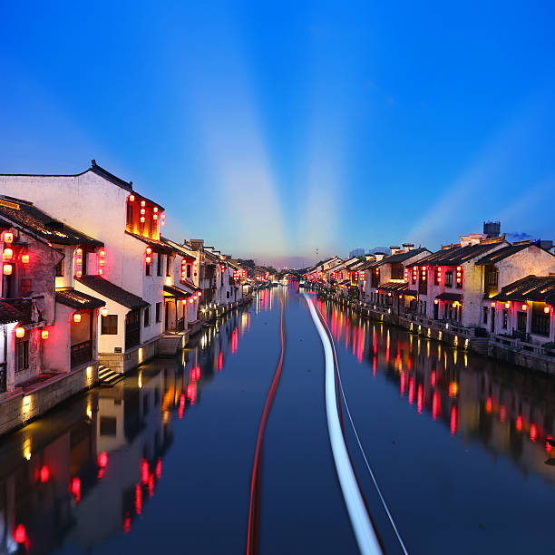Beautiful Chinese water town in night