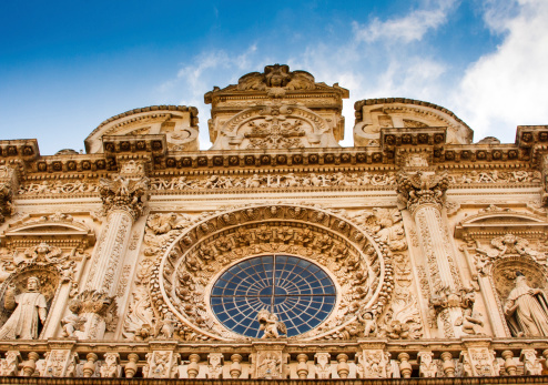Baroque Facade of Basilica di Santa Croce in Lecce, Italy