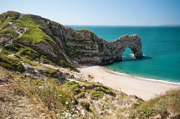 두들 있습니다. 서남풍 해얀 경로만, 도싯 - coastline dorset footpath durdle door 뉴스 사진 이미지