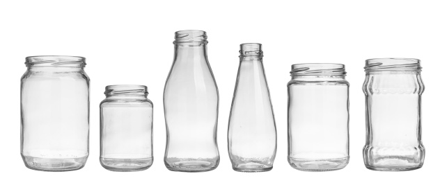 set of empty jars isolated on white background