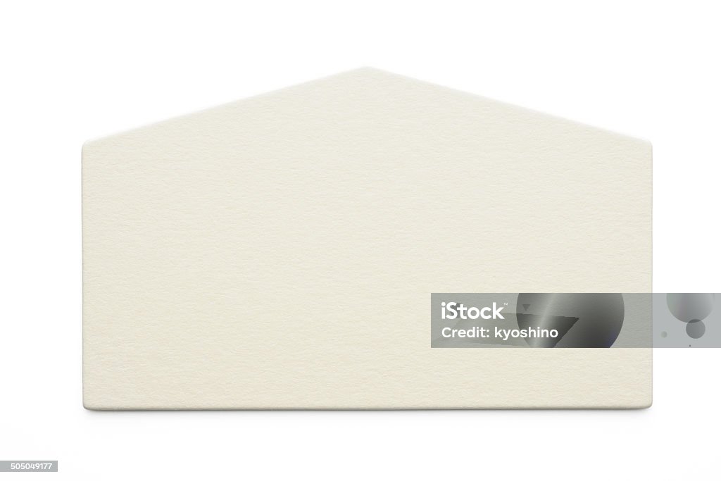 絶縁ショットの空白の家を白背景上のラベル - クローズアップのロイヤリティフリーストックフォト
