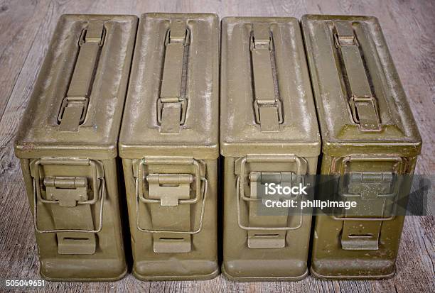 Four Ammunition Boxes Stock Photo - Download Image Now - Ammunition, Armed Forces, Army